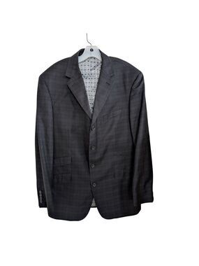 Mecca Victor Superior 150s Tech 4 Button Black Plaid Sport Coat Mens Sz 42R